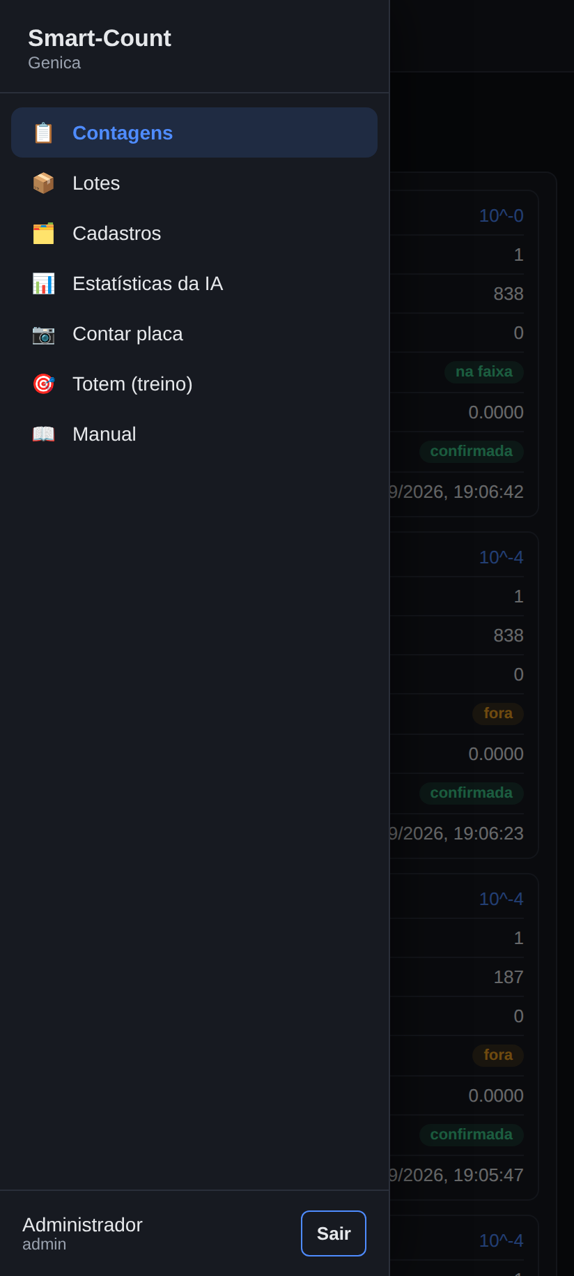 Menu no celular